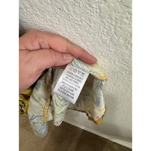 NWT Women's Long Yellow Tropical Flowy Belt Tie Dress Jumper Style Large - Picture 12 of 13